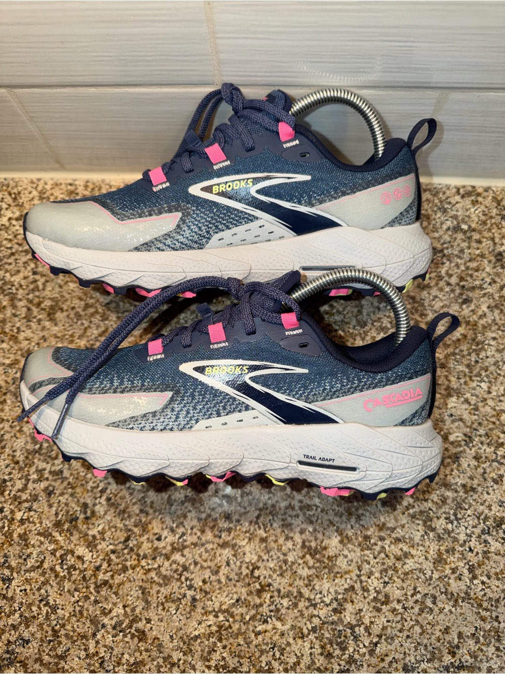 Brooks Women’s Trail Sneakers in Navy, Light Gray & Pink